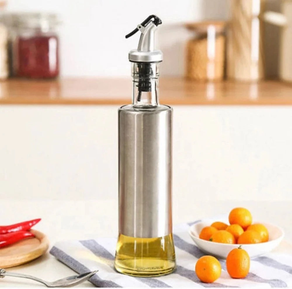 Glass Steel Oil Bottle, Leak Proof Soy Sauce Vinegar Dispenser, Kitchen Cooking Tool