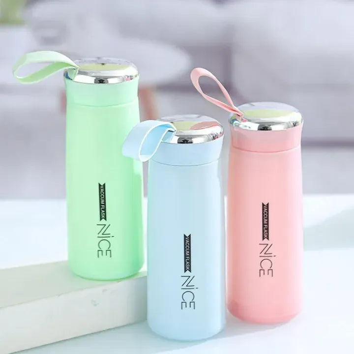 Beautiful Glass Bottle Water Bottle with Vacuum Flask and Loop (400 ML)