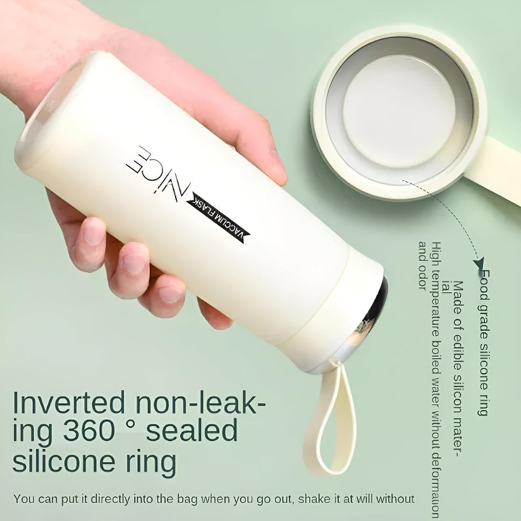 Beautiful Glass Bottle Water Bottle with Vacuum Flask and Loop (400 ML)
