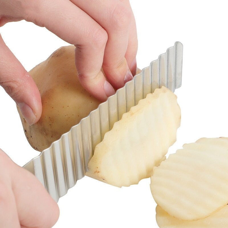New Stainless Steel Crinkle Cutter Knife | Wavy Blade Potato & Vegetable Slicer