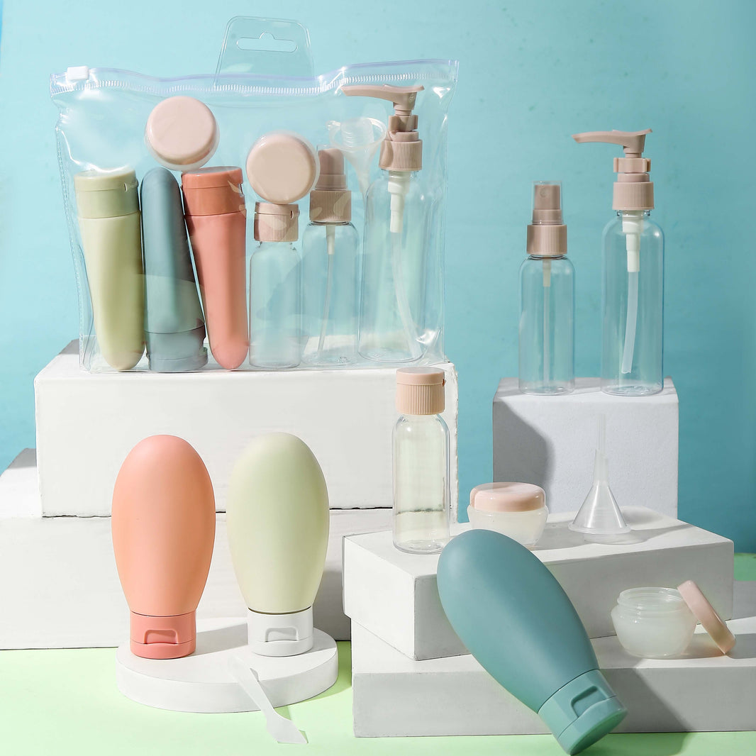 11PCS Travel Refillable Bottle Set Refillable Spray Lotion Shampoo Shower Tube Bottling Refill Cosmetic